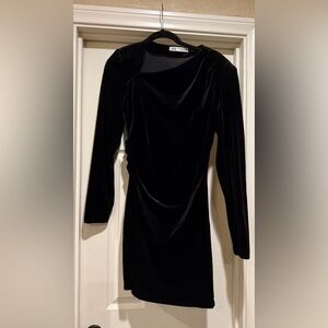 Zara Black Long Sleeve Velvet Dress